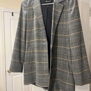 Madewell Black and Tan Plaid Blazer